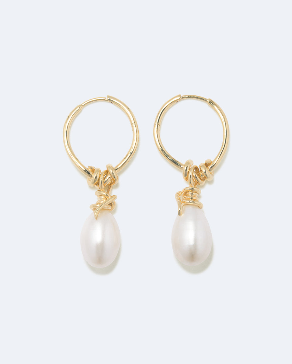 A Drop in the Ocean - Pearl and Recycled Gold Vermeil Earrings