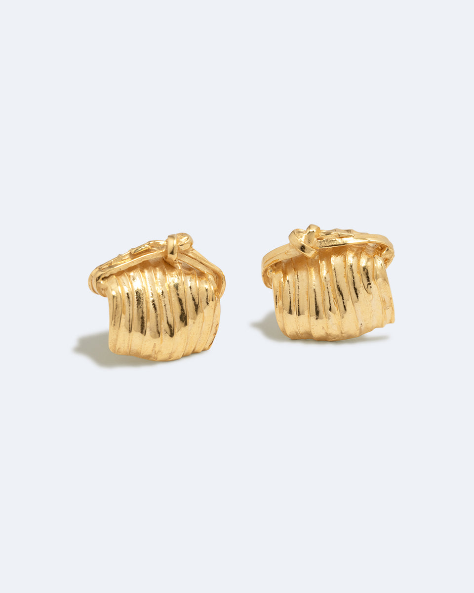 Tied Up Bales of Straw - Recycled Gold Vermeil Earrings