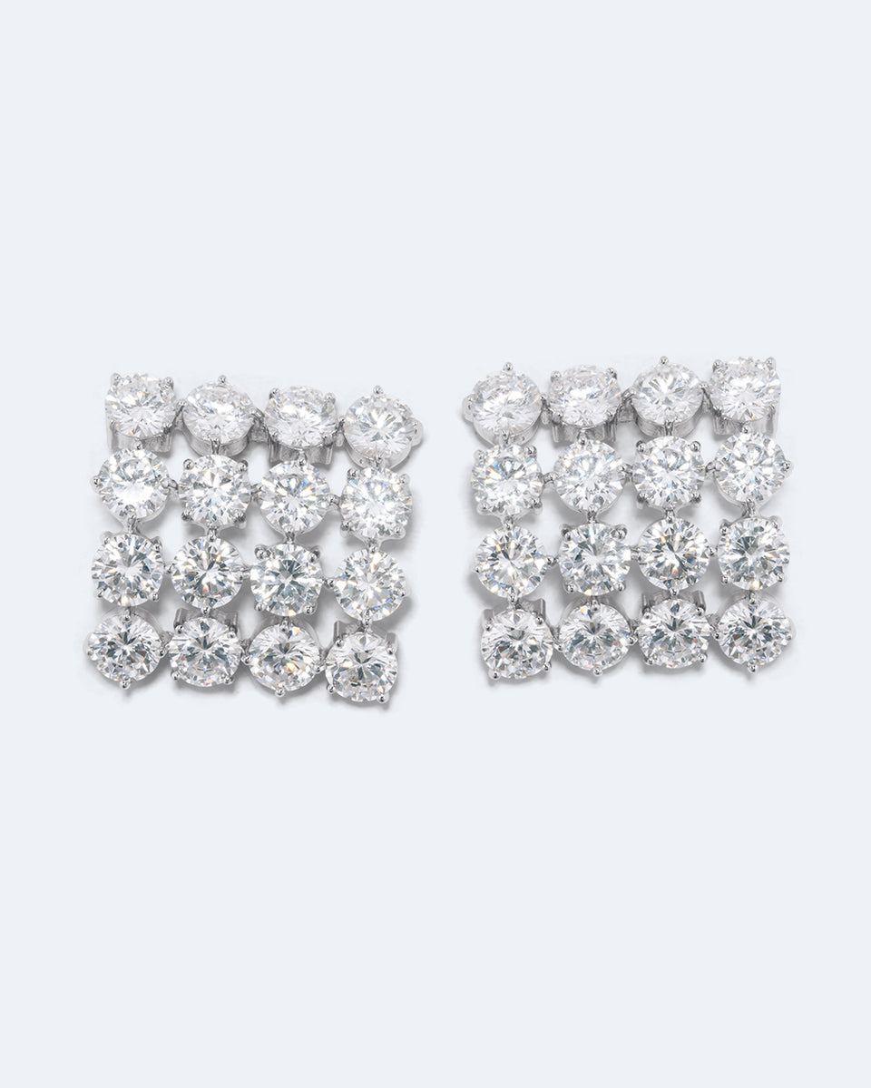Juggernaut - Zirconia and Silver Plated Earrings