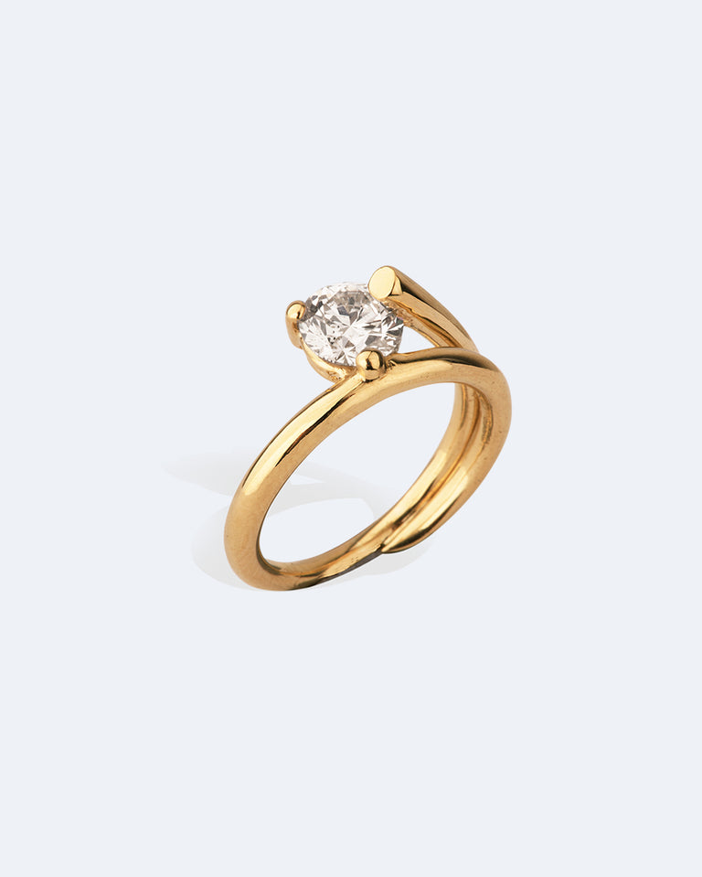 The Subverted Flower - 18 Carat White Gold Round Diamond Solitaire Engagement Ring