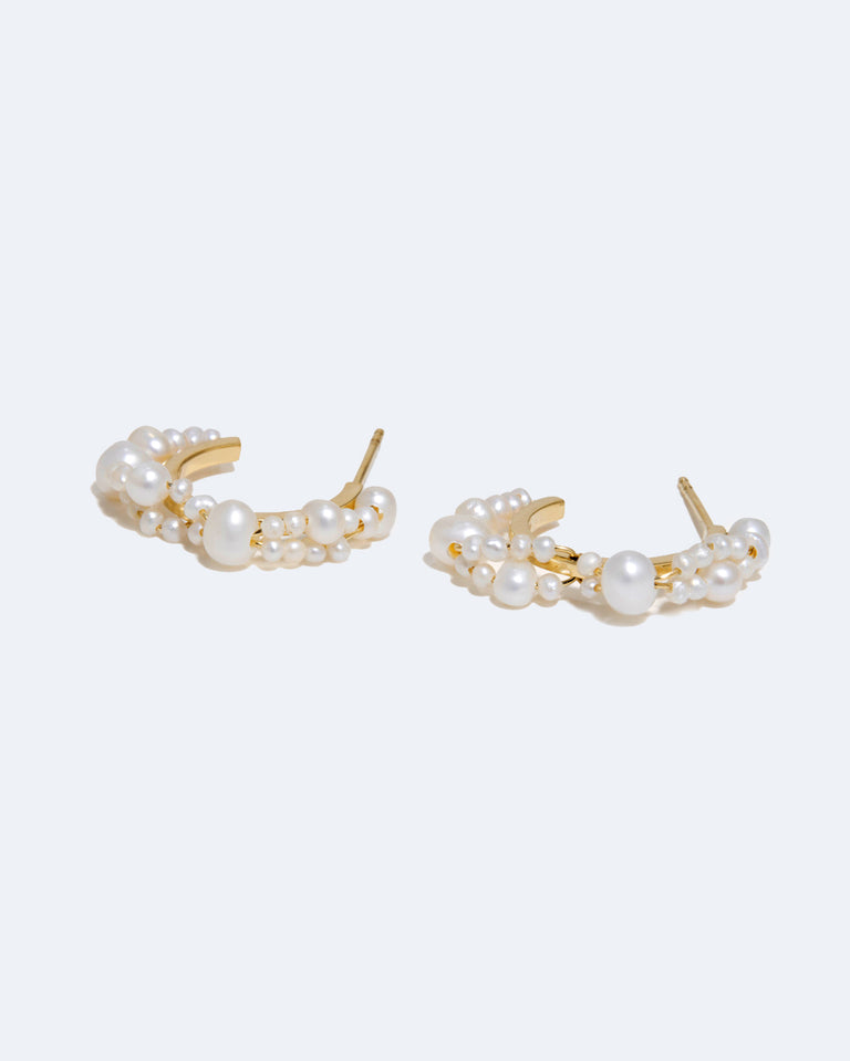 Stratus - Pearl and Recycled Gold Vermeil Earrings