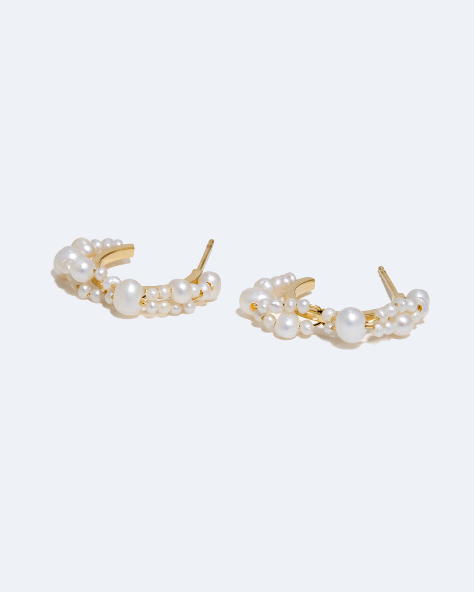 Stratus - Pearl and Recycled Gold Vermeil Earrings