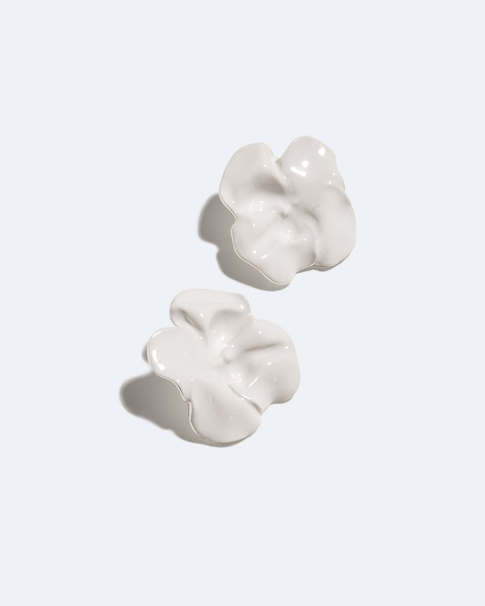 Meringue - White Enamel and Recycled Silver Earrings