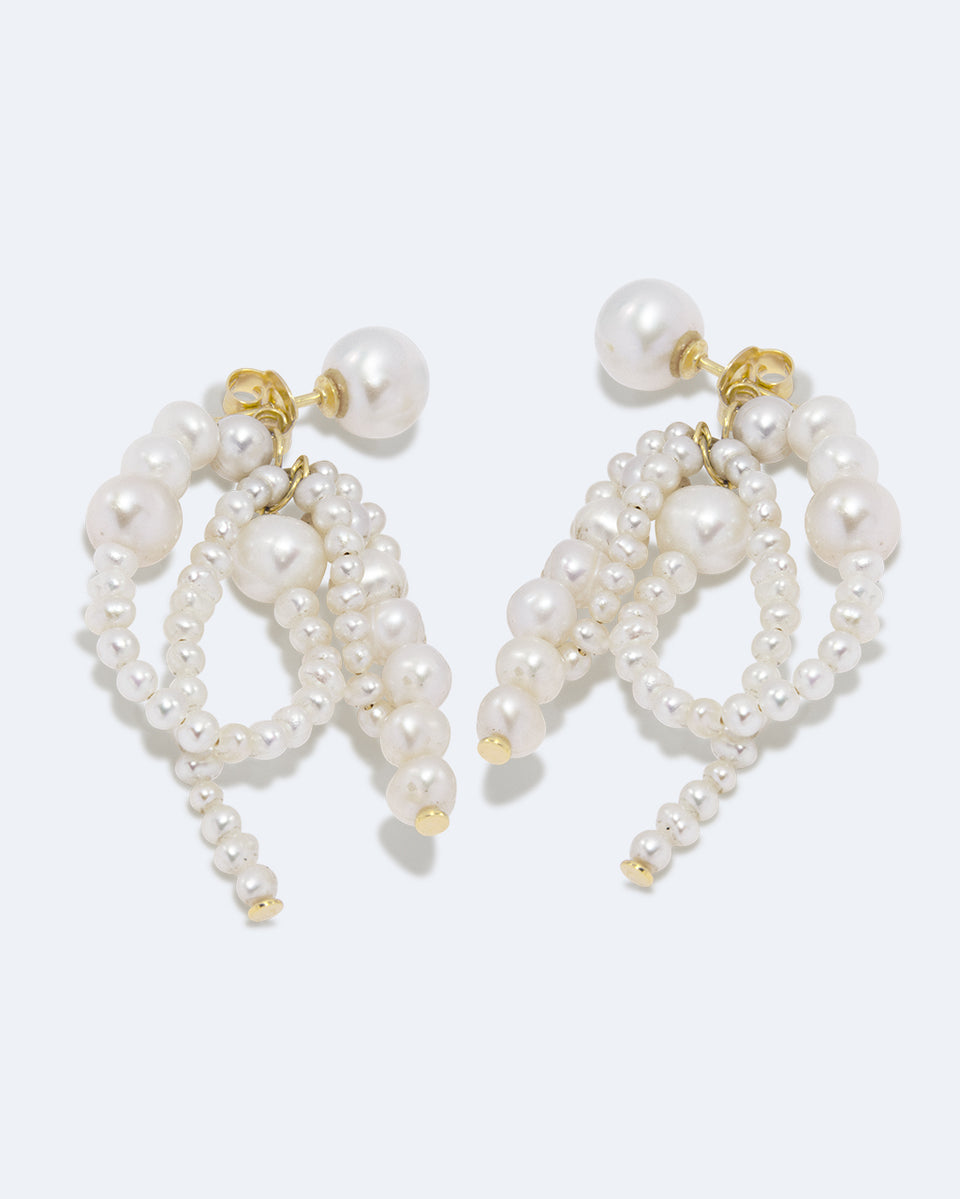 Where The Wild Things Winter - Pearl and Recycled Gold Vermeil Earrings