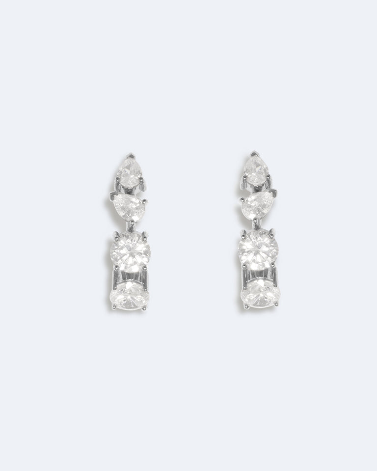 Tranquility I - Cubic Zirconia and Platinum Plated Earrings