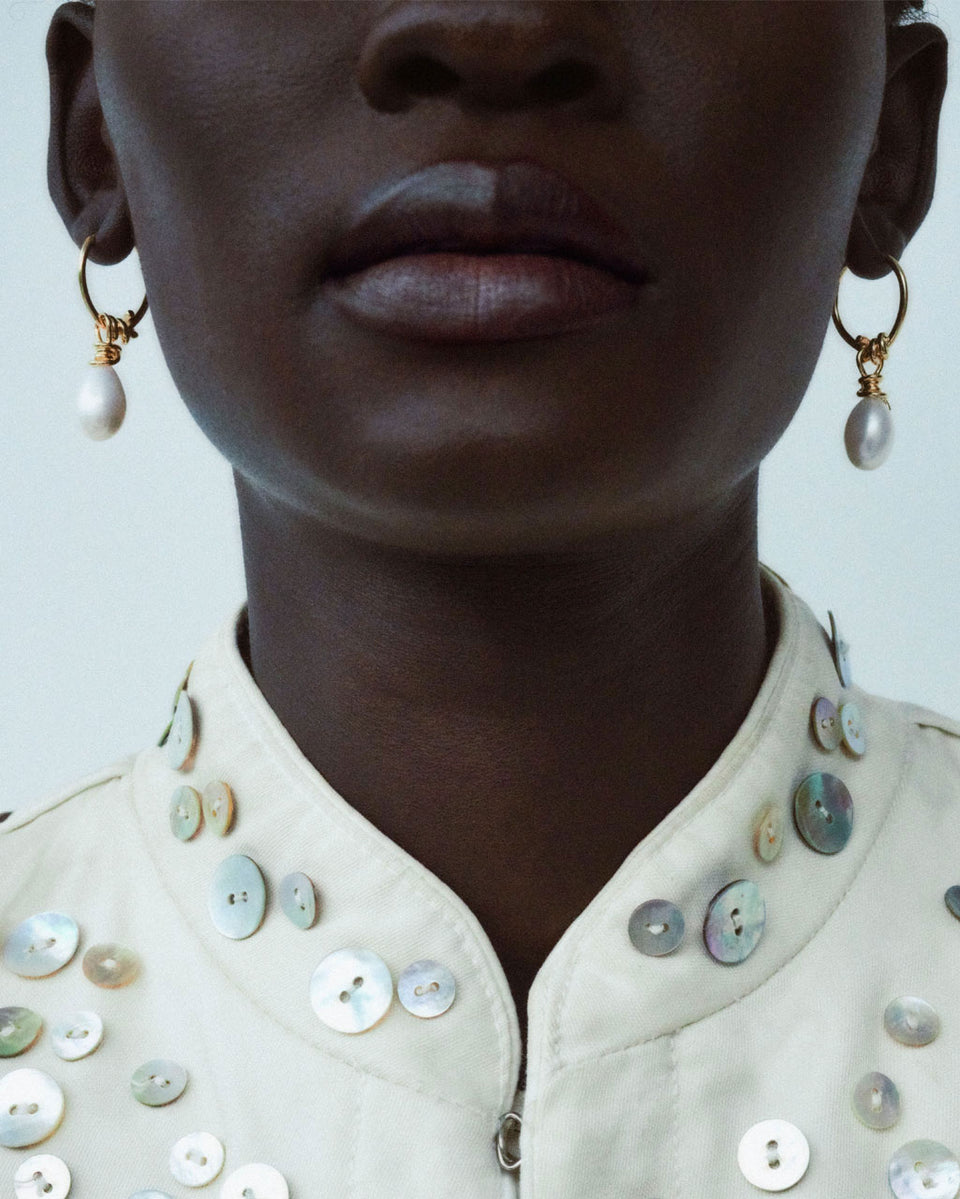 A Drop in the Ocean - Pearl and Recycled Gold Vermeil Earrings