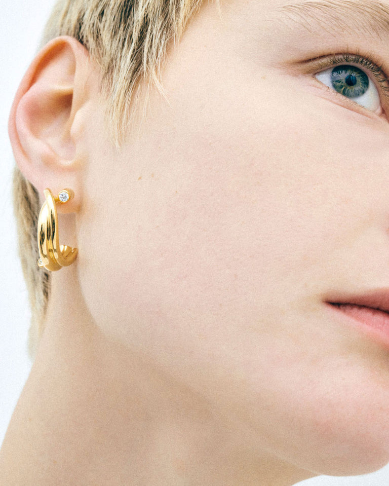 What Time Left Behind - Zirconia and Recycled Gold Vermeil Earrings