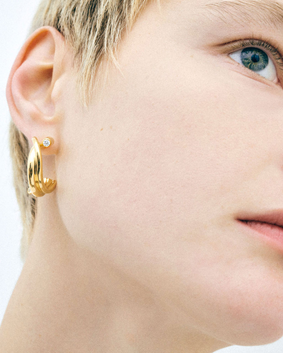 What Time Left Behind - Zirconia and Recycled Gold Vermeil Earrings