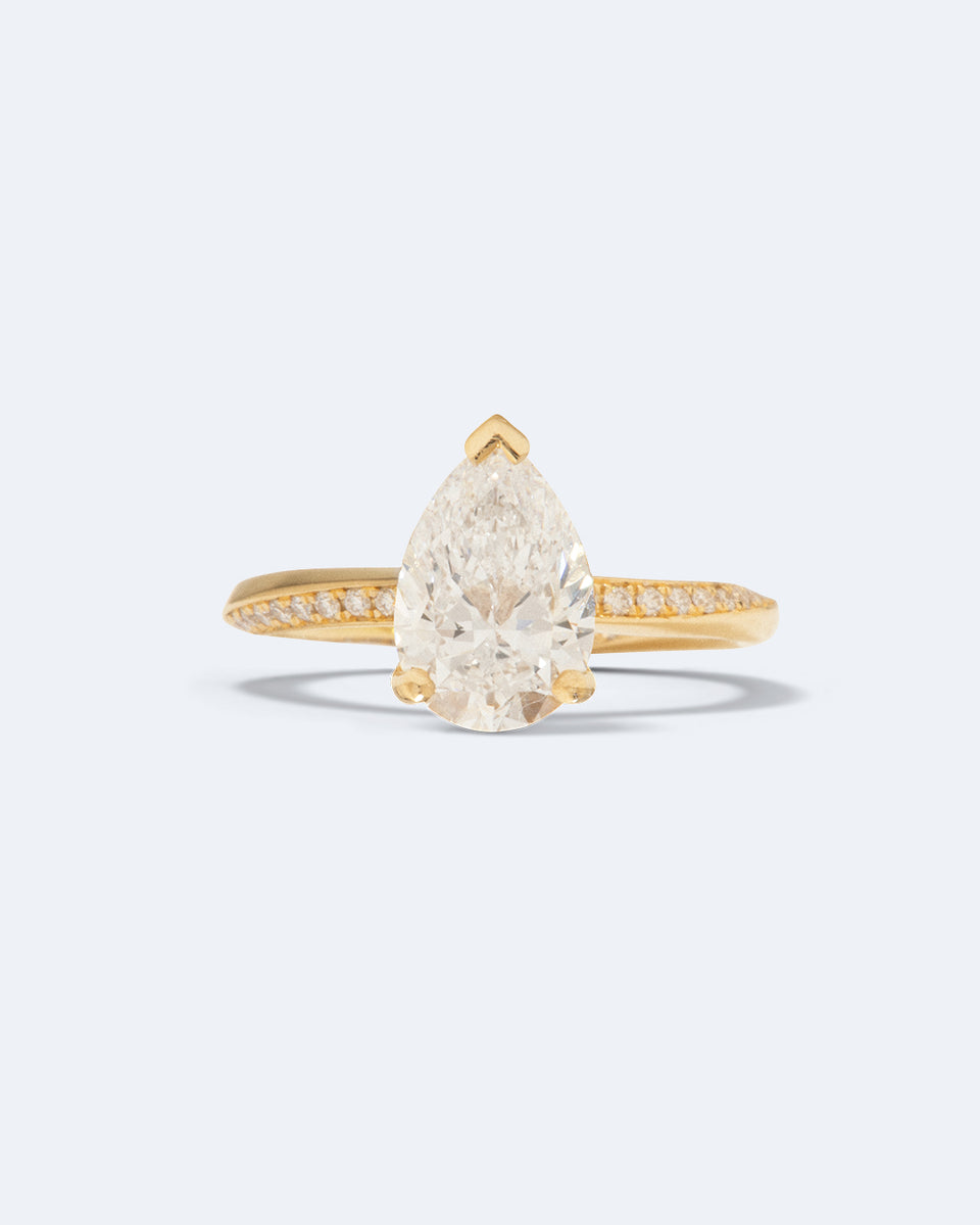 The Phases of the Moon Solitaire - 18 Carat Yellow Gold Pear Diamond Solitaire Engagement Ring