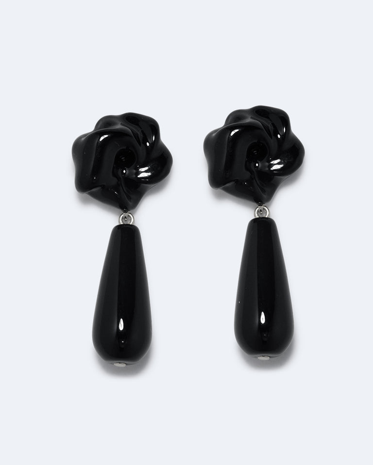 The Depths of Time - Black Onyx and Enamel Recycled Silver Earrings