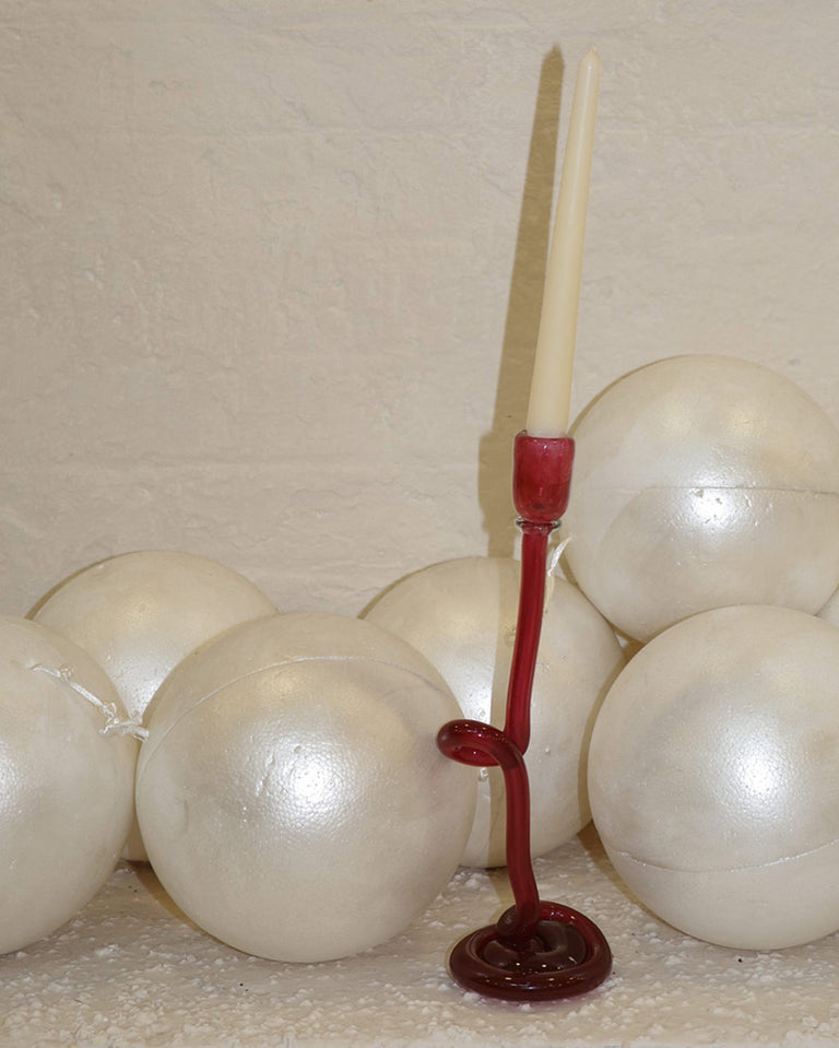 Thaw - Recycled Glass Candlestick in Magenta