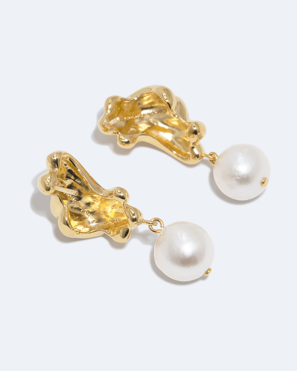 Something Borrowed From the Sea - Pearl and Recycled Gold Vermeil Earrings