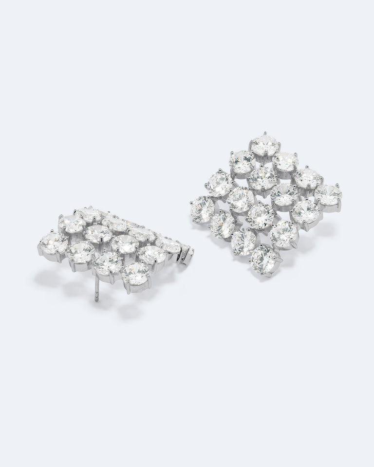 Juggernaut - Zirconia and Silver Plated Earrings