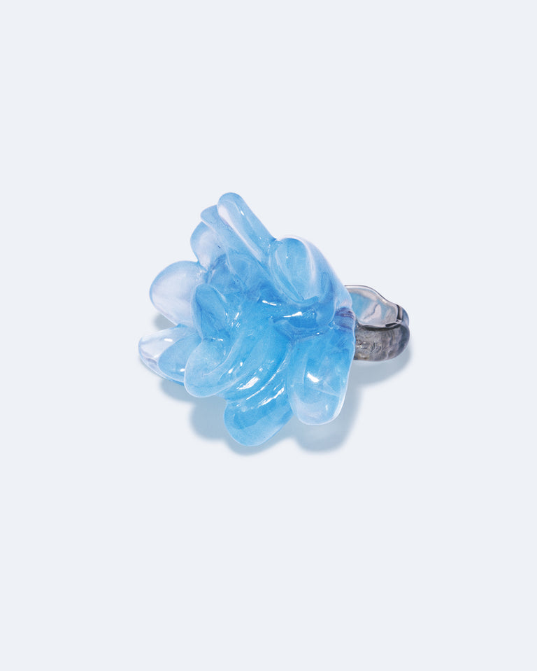 Floe - Blue Resin and Recycled Silver Ring