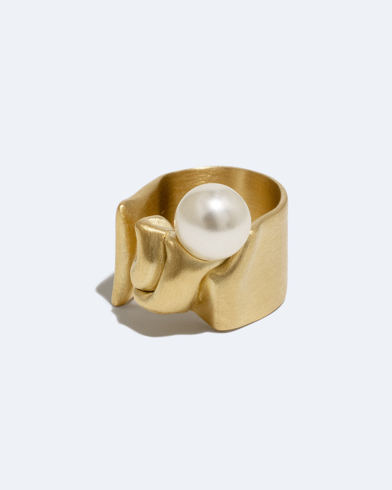 Crumple - Pearl and Gold Vermeil Ring