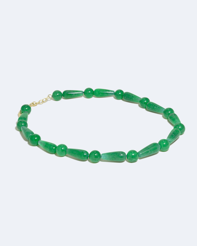 The Depths of Time - Green Chalcedony and Recycled Gold Vermeil Necklace