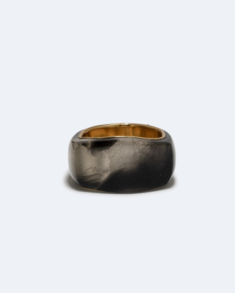 A Virtuous Circle? - Smoky Quartz Resin and Recycled Gold Vermeil Signet Ring