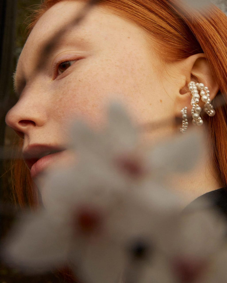 Stratus - Pearl and Recycled Gold Vermeil Earrings