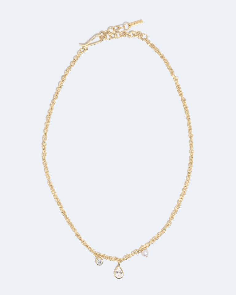 Catch Of The Day - Pearl and Zirconia Recycled Gold Vermeil Necklace