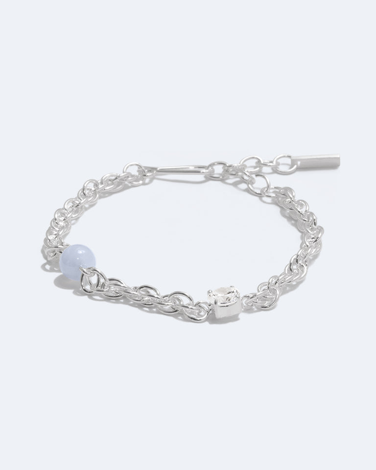 Bind - Blue Lace Agate and Zirconia Recycled Silver Bracelet