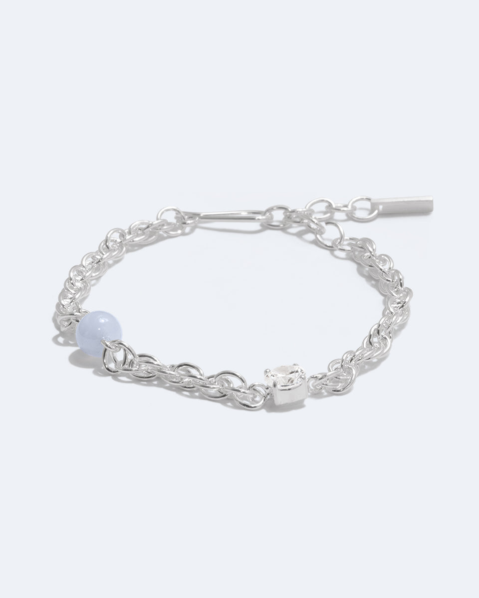 Bind - Blue Lace Agate and Zirconia Recycled Silver Bracelet