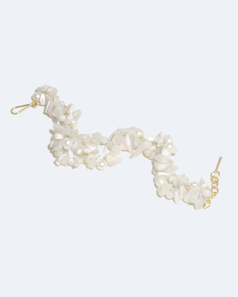 The Shifting Stream - Pearl and Mother of Pearl Bead Gold Vermeil Bracelet
