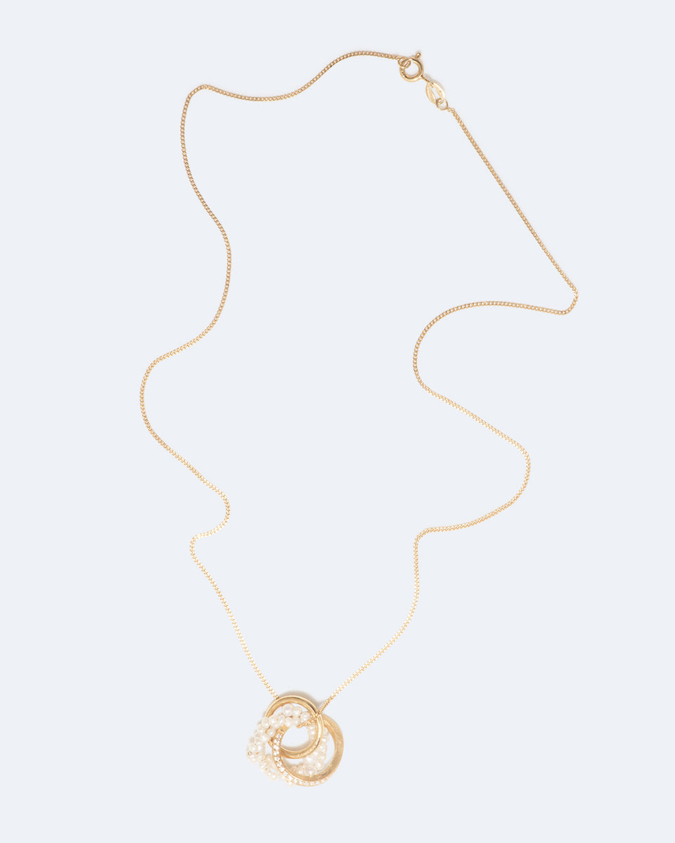The Echoes of a Time of Solitude - Pearl and White Topaz Recycled Gold Vermeil Pendant