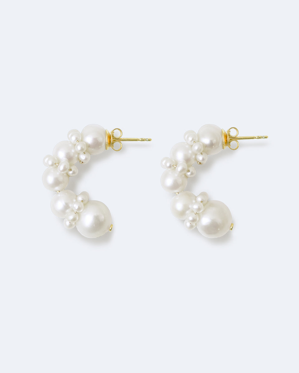 Birds Of A Feather - Pearl and Recycled Gold Vermeil Earrings