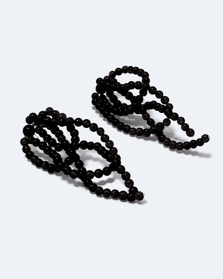 What a Tangled Web We Weave - Black Onyx and Recycled Silver Earrings