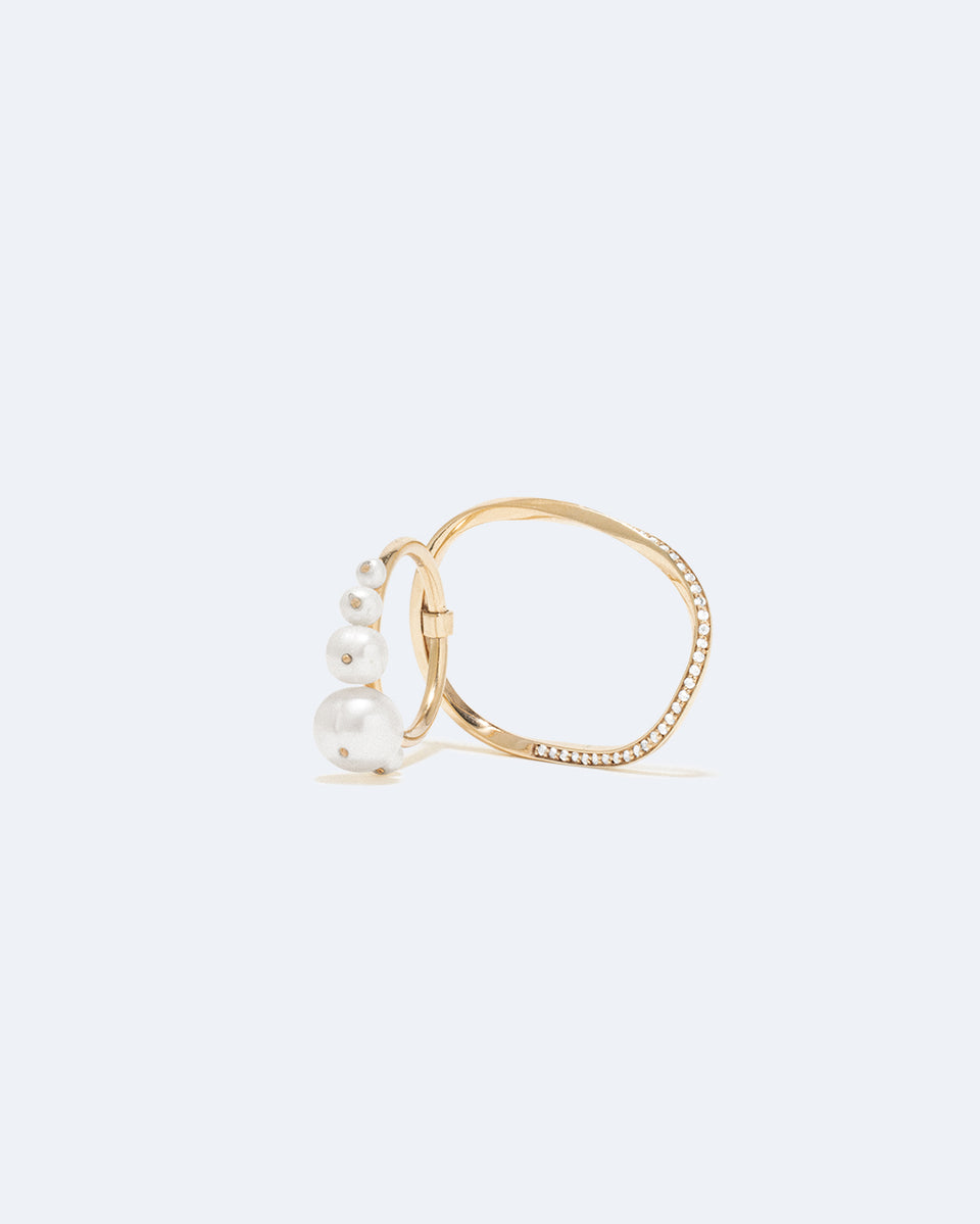 Work Won't Love You Back - Pearl and White Topaz Gold Vermeil Ring