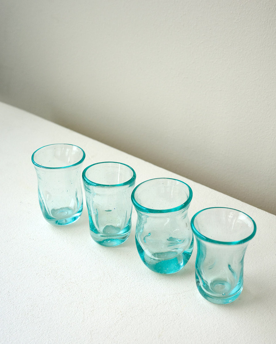 "Notsobig" Thaw - Set of 4 Recycled Tiny Glasses in Clear