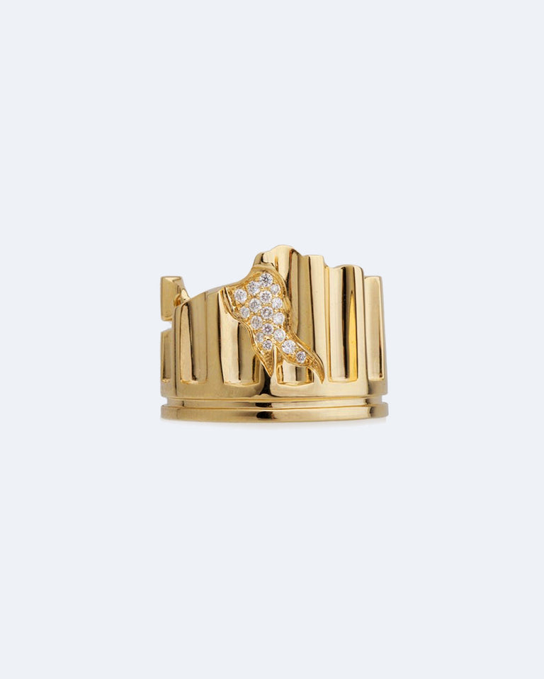 Column - 18 Carat Yellow Gold and 0.136ct Diamond Ring