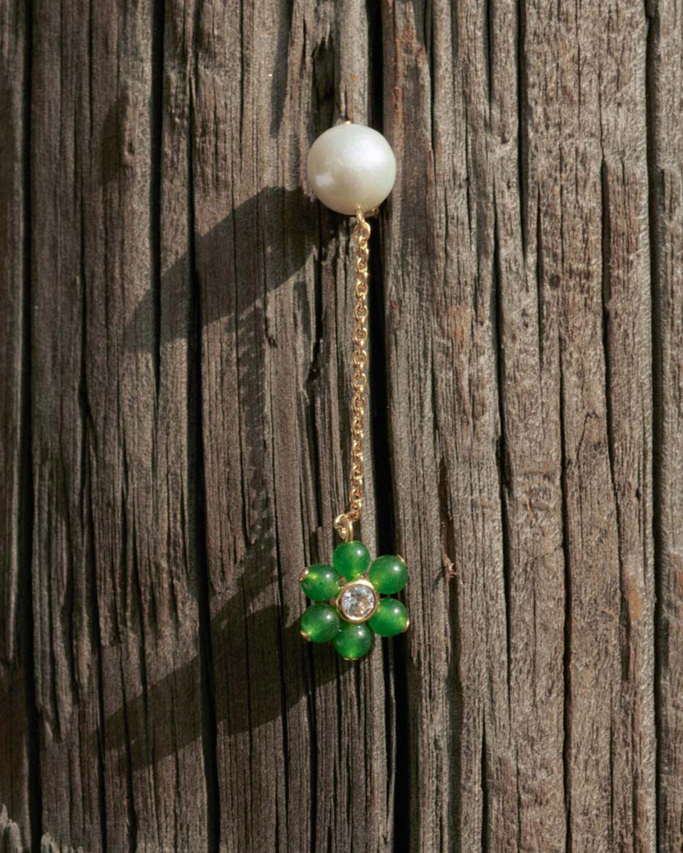 Not Brainwashed (Yet) - Pearl, Zirconia and Jade Bead Recycled Gold Vermeil Earrings