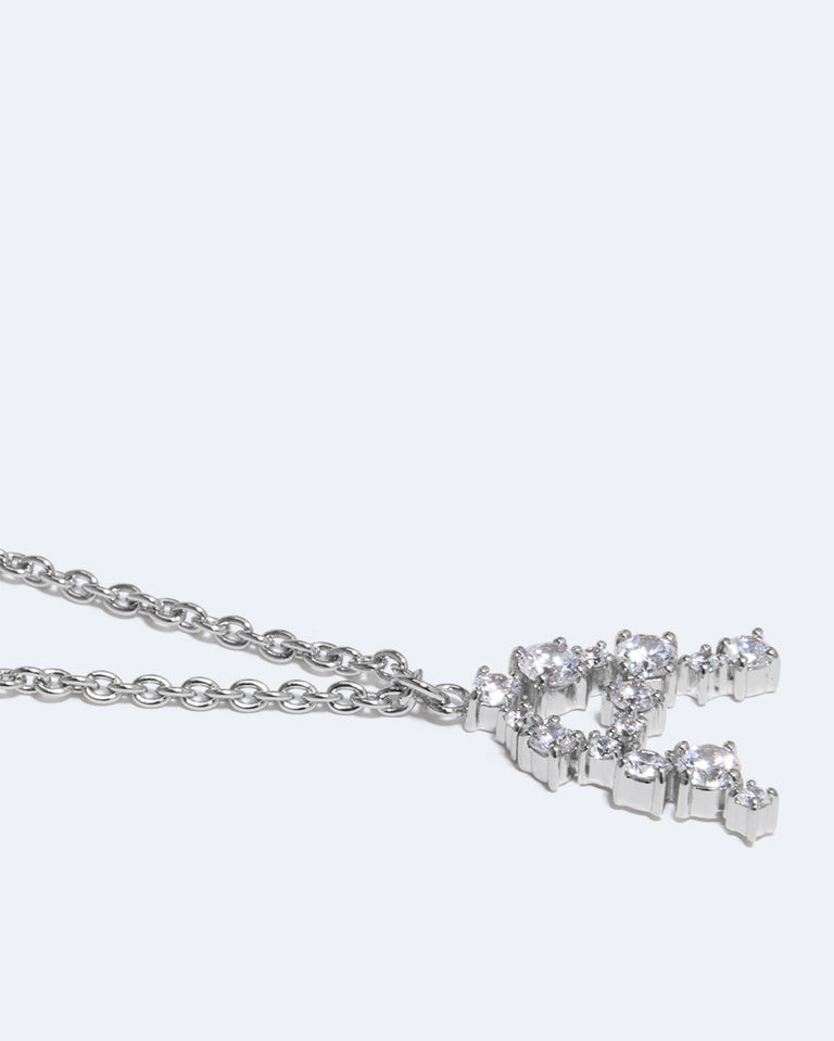 Glitchy A - Cubic Zirconia and Rhodium Plated Pendant