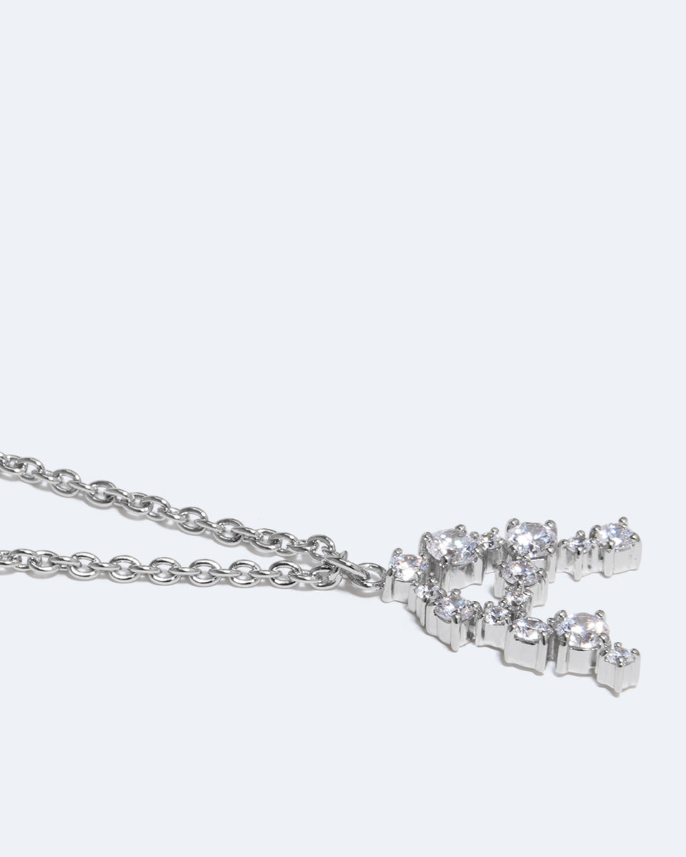 Glitchy A - Cubic Zirconia and Rhodium Plated Pendant