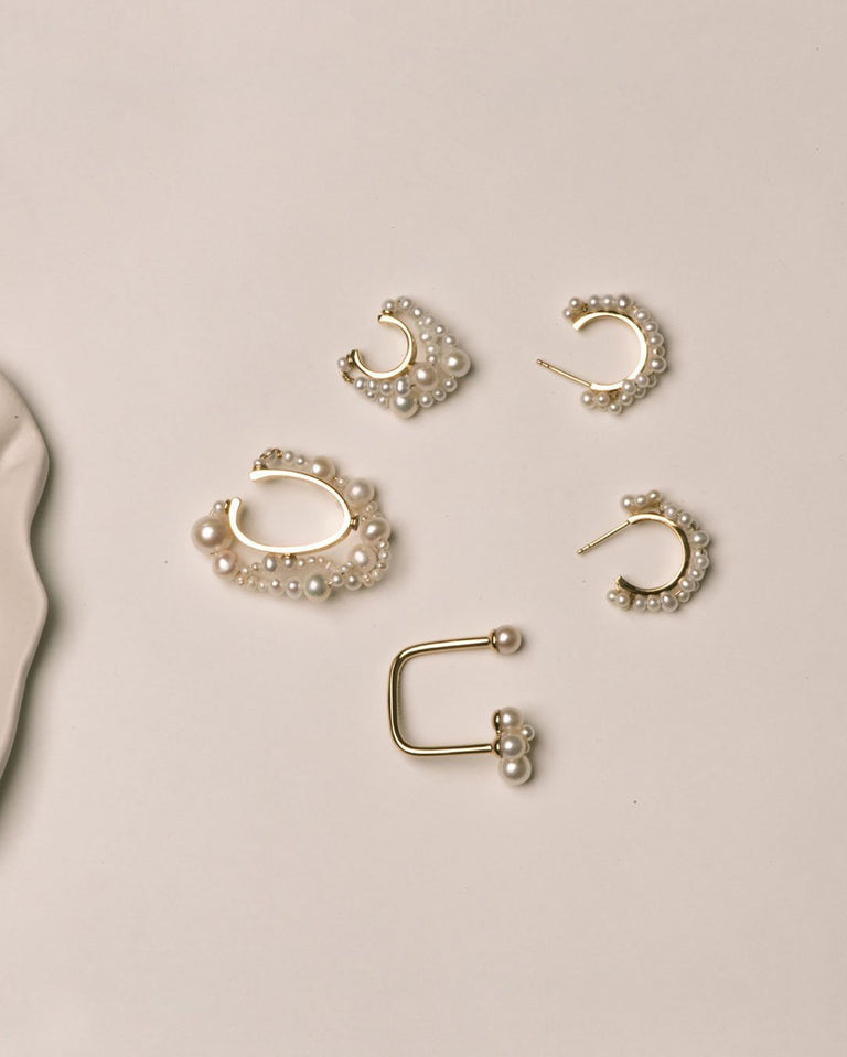 Stratus - Pearl and Recycled Gold Vermeil Earrings