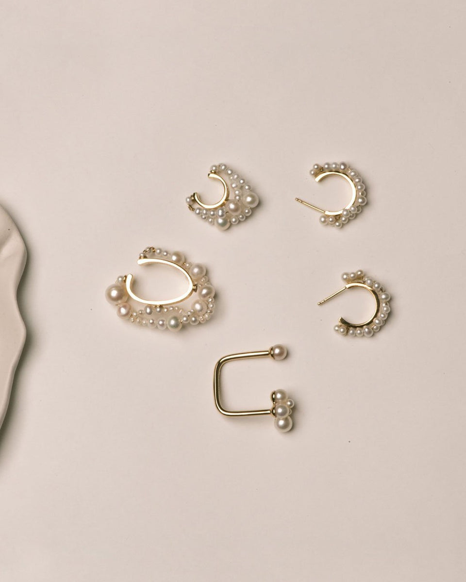 Stratus - Pearl and Recycled Gold Vermeil Earrings