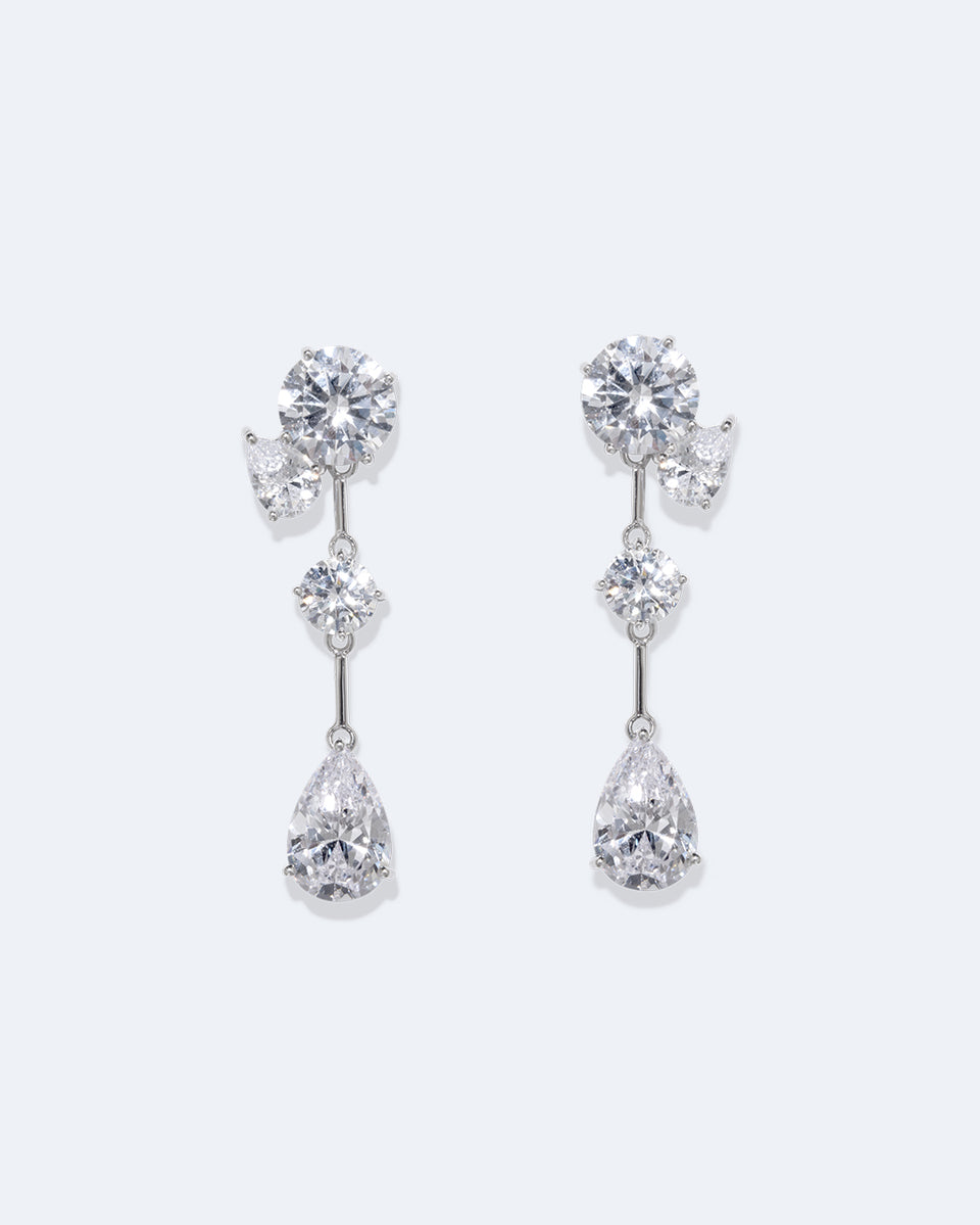 The Torrents That Flow Under The Ice - Zirconia and Recycled Silver Earrings