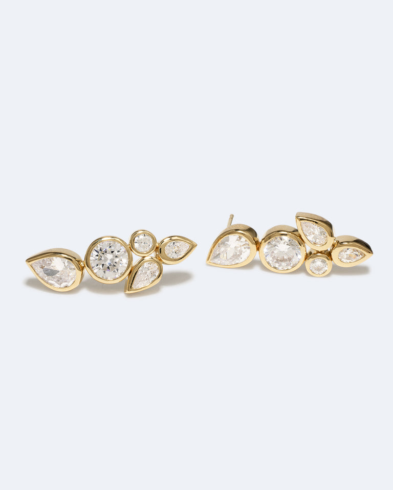 Like Peas in a Pod - Zirconia and Recycled Gold Vermeil Earrings