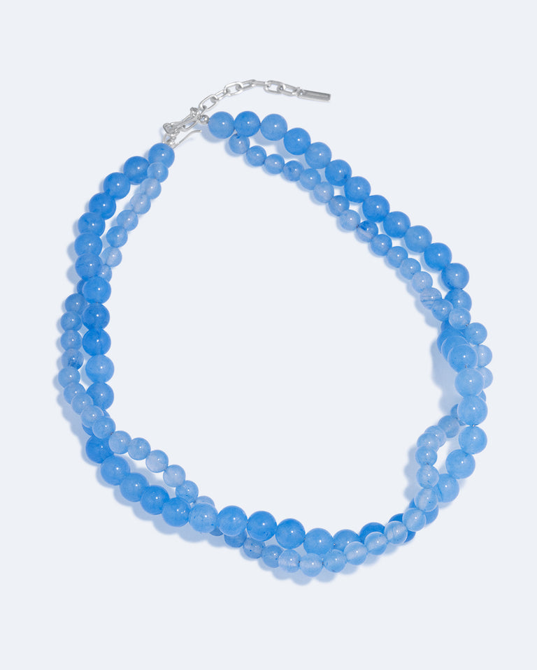 Floe - Blue Lace Agate Bead and Recycled Silver Necklace