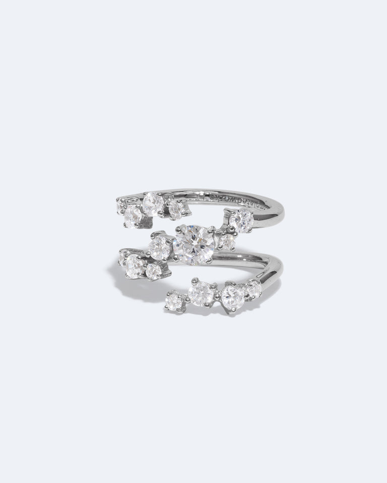 Time Is Layered In Ice - Zirconia and Recycled Silver Ring