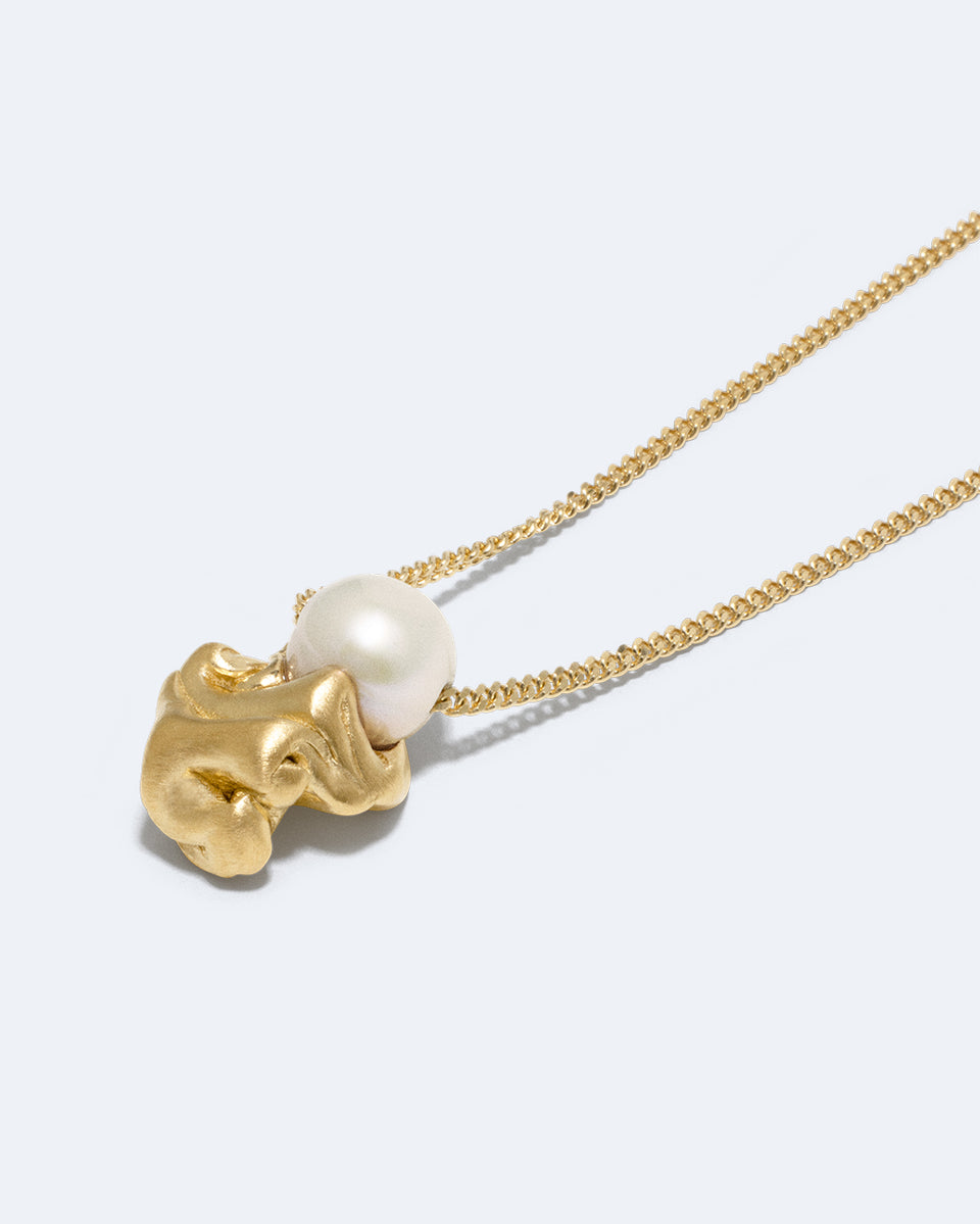 "Notsobig" Crumple - Pearl and Recycled Gold Vermeil Pendant