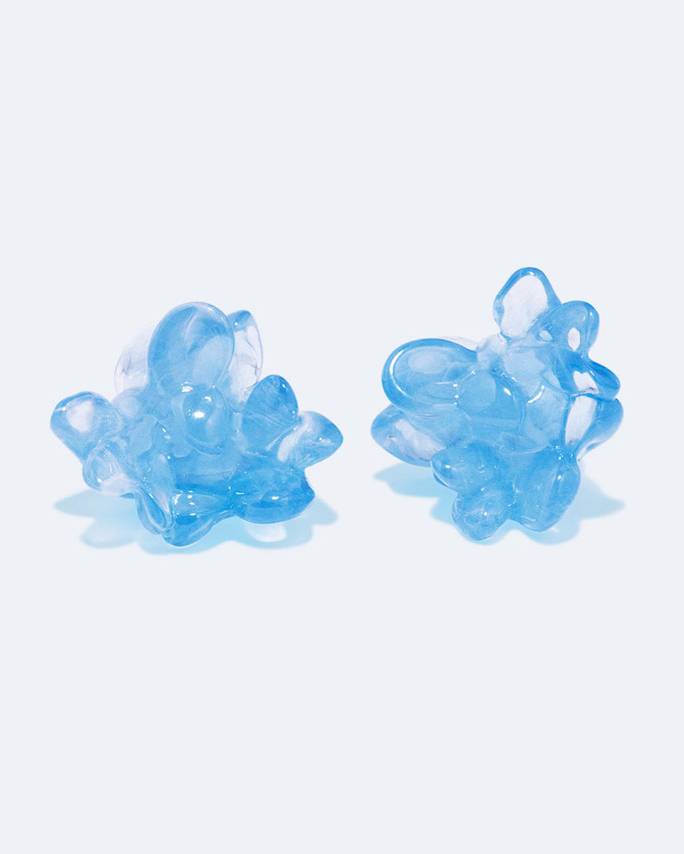 Floe - Blue Resin and Recycled Silver Earrings