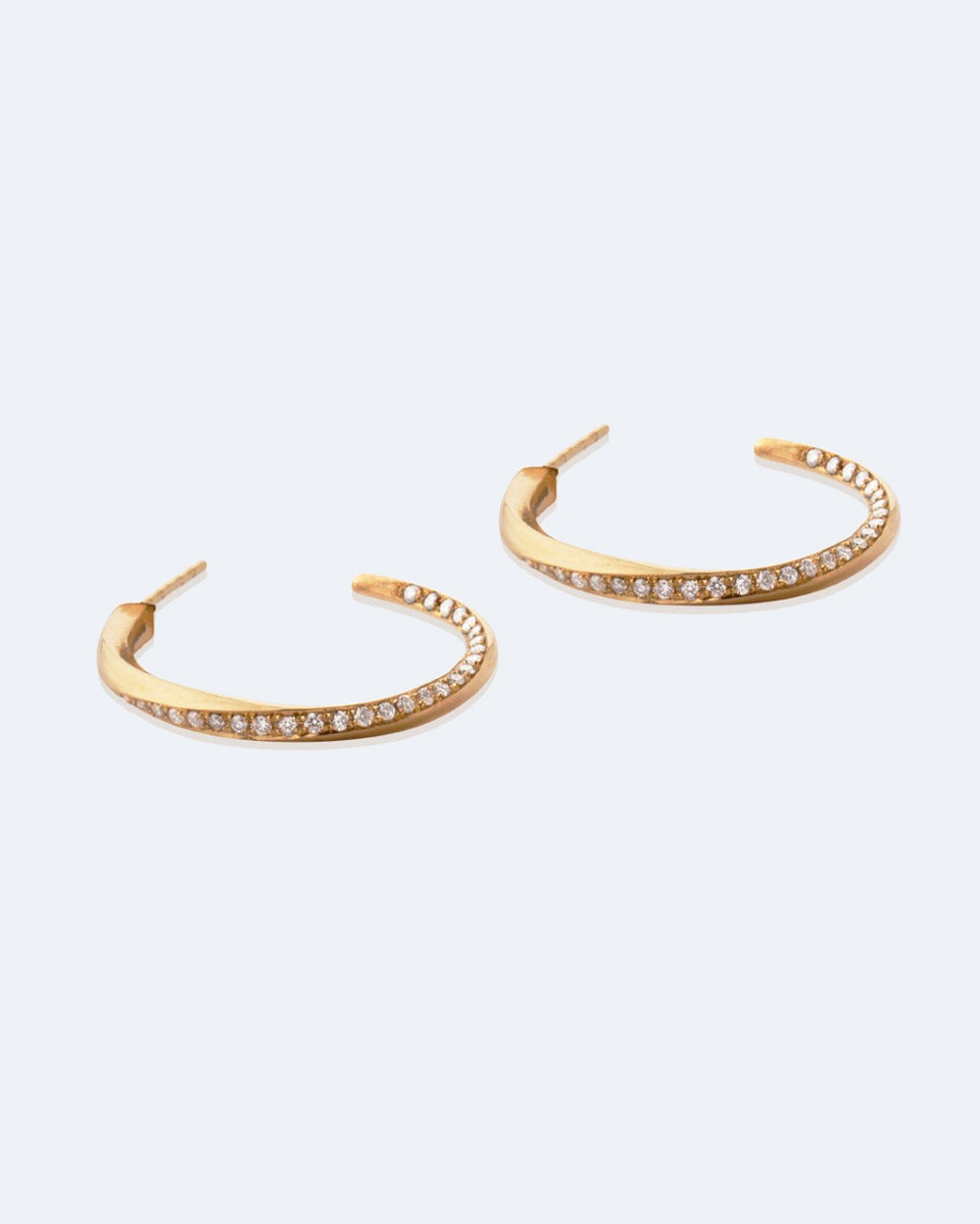 The Phases of the Moon - 18 Carat Yellow Gold and Diamond Hoop Earrings