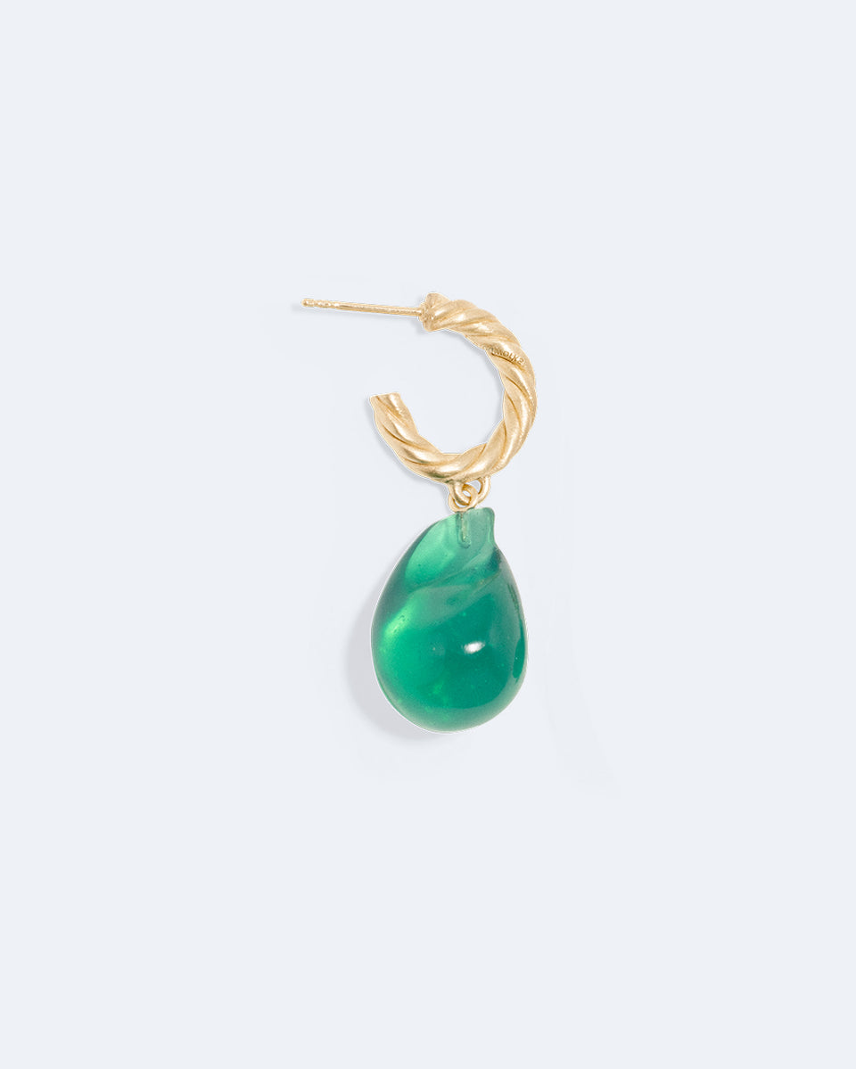 Husband Number Six? - Green Bio Resin and Gold Vermeil Single Earring