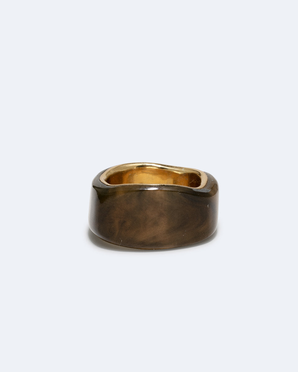A Virtuous Circle? - Tortoise Shell Bio Resin and Recycled Gold Vermeil Signet Ring