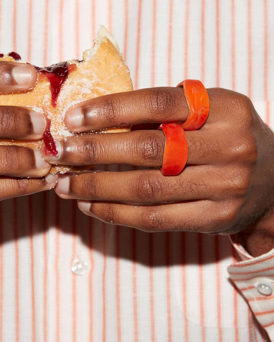A Virtuous Circle? - Orange Bio Resin and Gold Vermeil Signet Ring