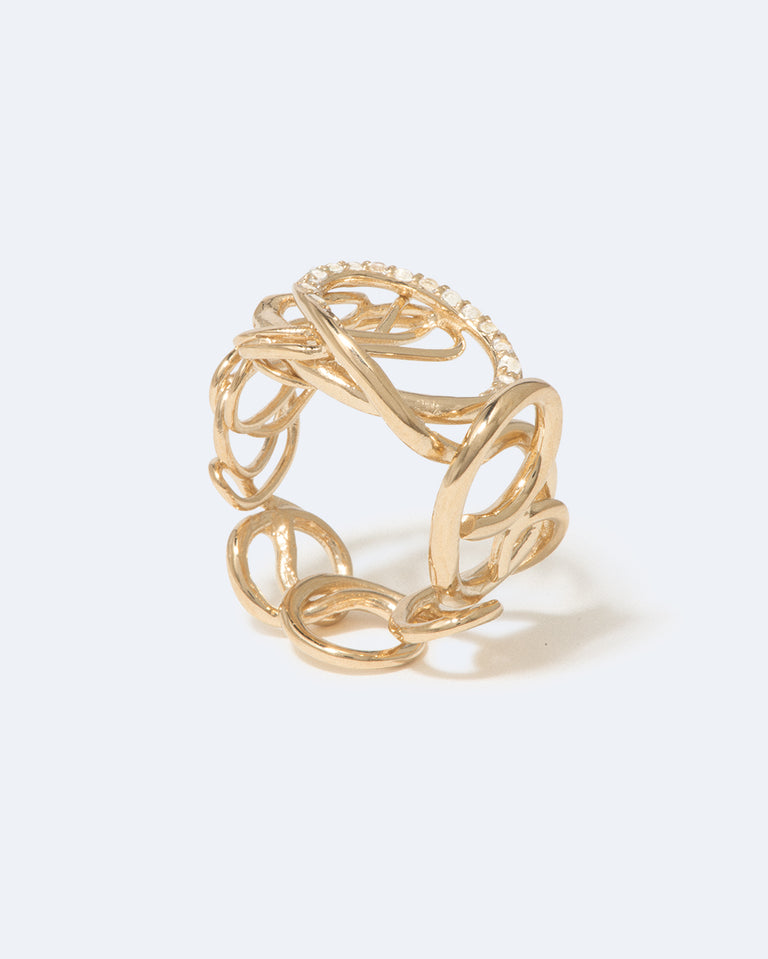 Traces - White Topaz and Recycled Gold Vermeil Ring