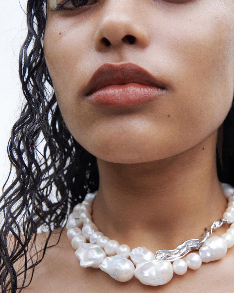 Foraging - Pearl and Recycled Silver Necklace