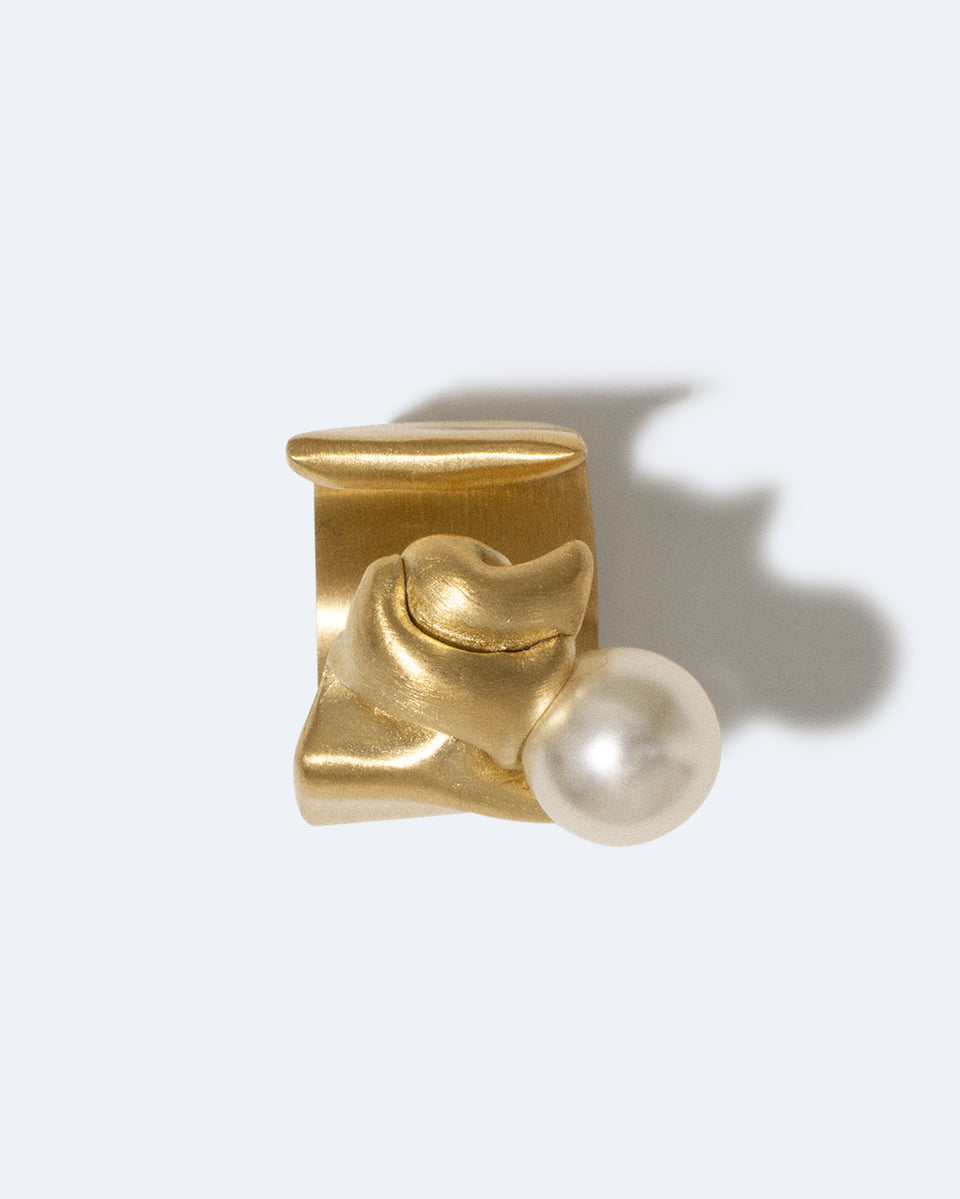 Crumple - Pearl and Gold Vermeil Ring
